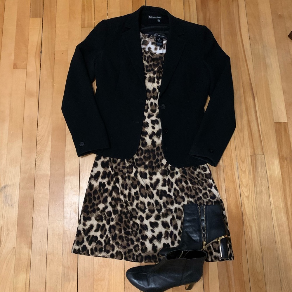 Versatile short sleeve Leopard print dress
